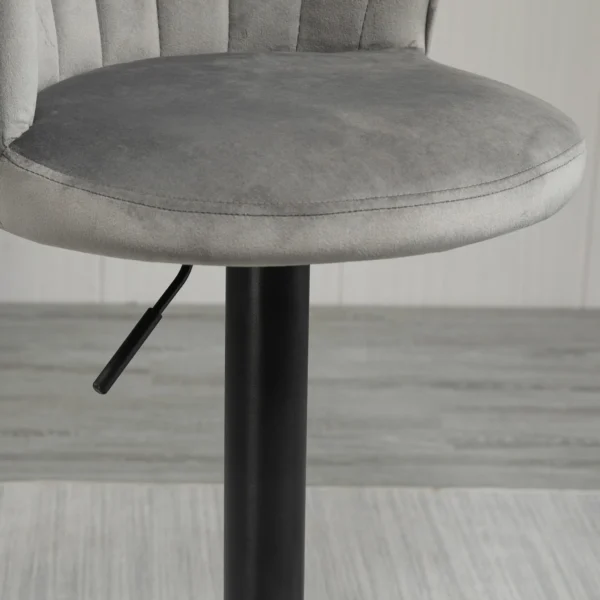 Set van 2 draaibare barkrukken met rugleuning, hoogte verstelbaar, fluweel touch, grijs, armloos, 51,5x57,5x93 114,5cm voor keuken & bar 9