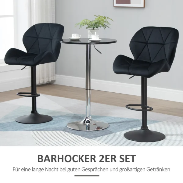 Set van 2 draaibare barkrukken, verstelbare barkrukken met rugleuning, barkrukken met rugleuning, zwart 8