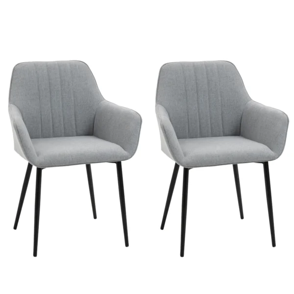 Set van 2 eetkamerstoelen gestoffeerde stoelen met ademende linnenhoes in lichtgrijs voor woonkamer keuken 59,5x56,5x81cm 1