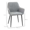 Set van 2 eetkamerstoelen gestoffeerde stoelen met ademende linnenhoes in lichtgrijs voor woonkamer keuken 59,5x56,5x81cm 4