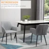 Set van 2 eetkamerstoelen gestoffeerde stoelen met ademende linnenhoes in lichtgrijs voor woonkamer keuken 59,5x56,5x81cm 5