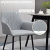 Set van 2 eetkamerstoelen gestoffeerde stoelen met ademende linnenhoes in lichtgrijs voor woonkamer keuken 59,5x56,5x81cm 6