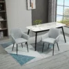 Set van 2 eetkamerstoelen gestoffeerde stoelen met ademende linnenhoes in lichtgrijs voor woonkamer keuken 59,5x56,5x81cm 8