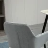 Set van 2 eetkamerstoelen gestoffeerde stoelen met ademende linnenhoes in lichtgrijs voor woonkamer keuken 59,5x56,5x81cm 9