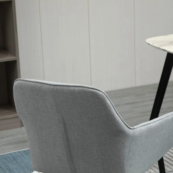 Set van 2 eetkamerstoelen gestoffeerde stoelen met ademende linnenhoes in lichtgrijs voor woonkamer keuken 59,5x56,5x81cm 9