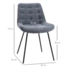 Set van 2 eetkamerstoelen keukenstoel gestoffeerde stoel met rugleuning, zitting bekleed met fluweel, voor woonkamer, in retro ontwerp, stalen poten, grijs 50 x 61 x 79 cm 4