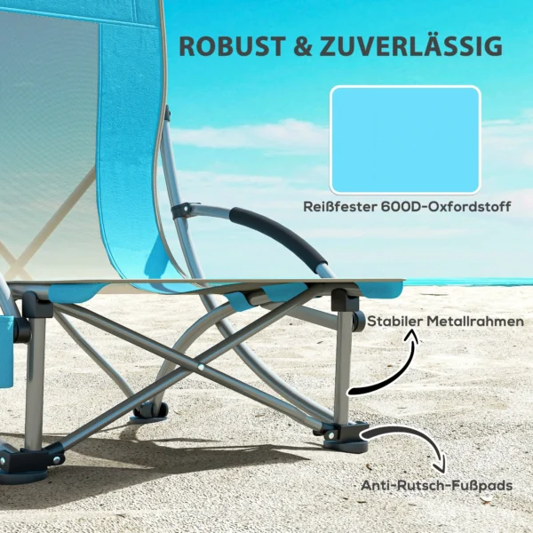 Set van 2 opvouwbare campingstoelen met drankhouder, netrugleuning, draagtas, opvouwbare stoel, opvouwbare vissersstoel, outdoor vissersstoel tot 120 kg, tuinstoel voor tuin, strand 8