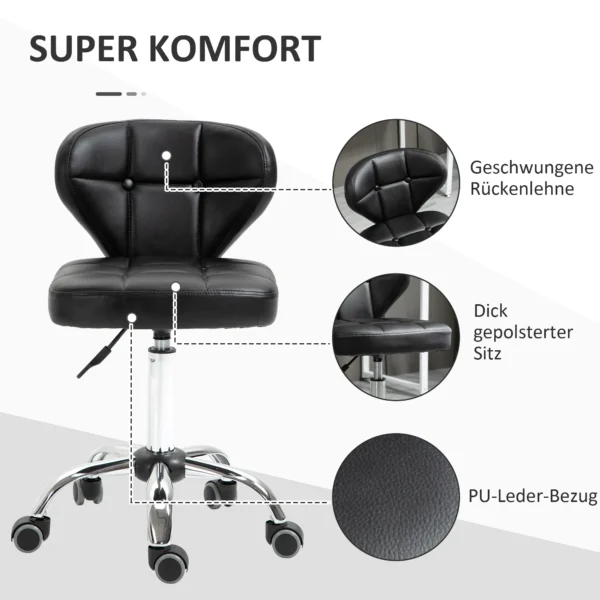 Set van 2 rolkrukken met rugleuning draaikruk, verstelbare werkkruk, kunstleer+staal, donkergrijs, 45x47x72 87cm 6