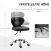 Set van 2 rolkrukken met rugleuning draaikruk, verstelbare werkkruk, kunstleer+staal, donkergrijs, 45x47x72 87cm 7