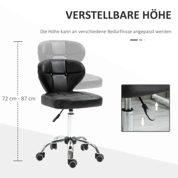 Set van 2 rolkrukken met rugleuning draaikruk, verstelbare werkkruk, kunstleer+staal, donkergrijs, 45x47x72 87cm 7