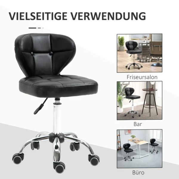 Set van 2 rolkrukken met rugleuning draaikruk, verstelbare werkkruk, kunstleer+staal, donkergrijs, 45x47x72 87cm 8