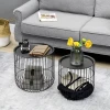 Set van 2 salontafels bijzettafels in scandinavisch ontwerp met opbergruimte gemaakt van zwart staal voor woonkamer & moderne inrichting 8