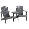 Set van 2 terrasstoelen met tafel en parasolgat, ergonomisch, sparrenhout, belastbaar tot 120 kg, l170 x b87 x h92 cm, donkergrijs 1