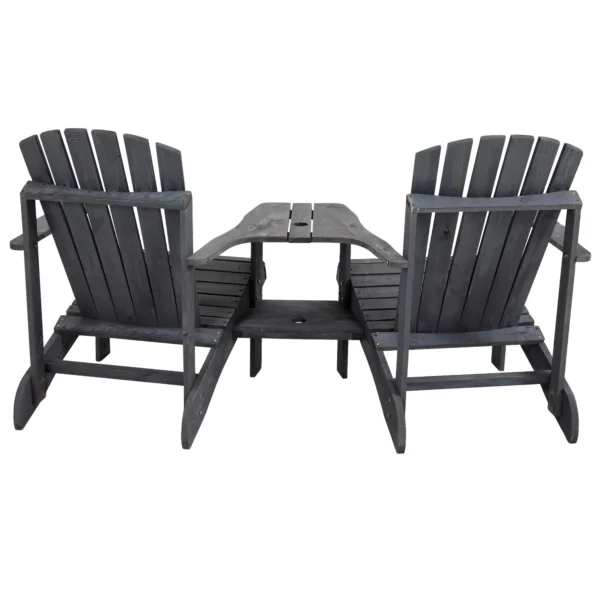 Set van 2 terrasstoelen met tafel en parasolgat, ergonomisch, sparrenhout, belastbaar tot 120 kg, l170 x b87 x h92 cm, donkergrijs 10