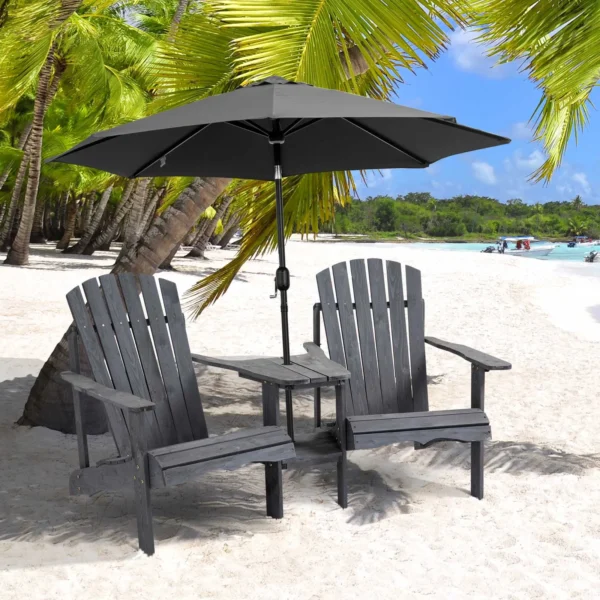 Set van 2 terrasstoelen met tafel en parasolgat, ergonomisch, sparrenhout, belastbaar tot 120 kg, l170 x b87 x h92 cm, donkergrijs 2