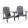 Set van 2 terrasstoelen met tafel en parasolgat, ergonomisch, sparrenhout, belastbaar tot 120 kg, l170 x b87 x h92 cm, donkergrijs 4