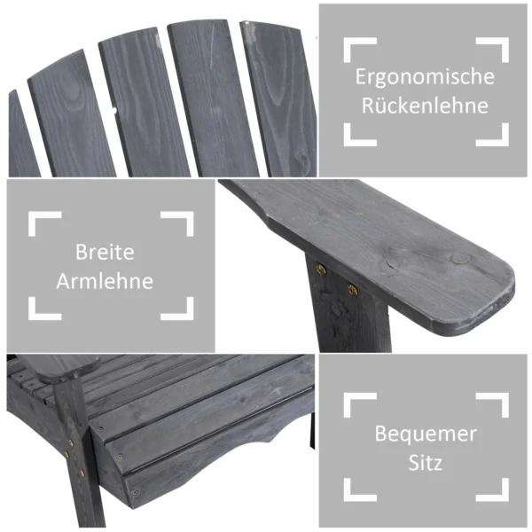 Set van 2 terrasstoelen met tafel en parasolgat, ergonomisch, sparrenhout, belastbaar tot 120 kg, l170 x b87 x h92 cm, donkergrijs 6