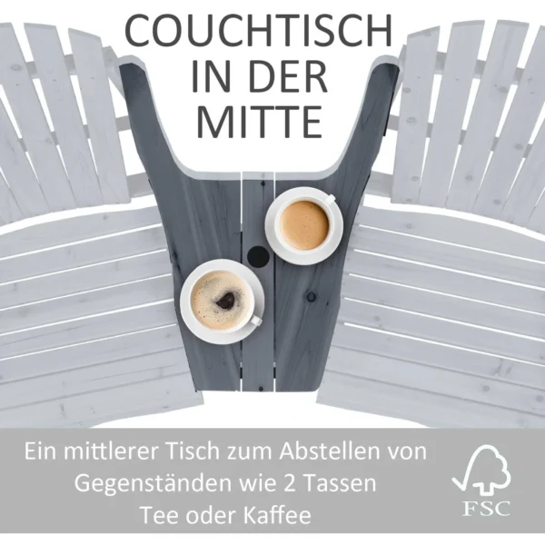 Set van 2 terrasstoelen met tafel en parasolgat, ergonomisch, sparrenhout, belastbaar tot 120 kg, l170 x b87 x h92 cm, donkergrijs 7