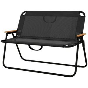 Set van 2 tuinbanken, zitbank, opvouwbare campingbank, klapbank tot 220 kg belastbaar, voor camping, terras, gaas, zwart, 108 x 65 x 73 cm 1