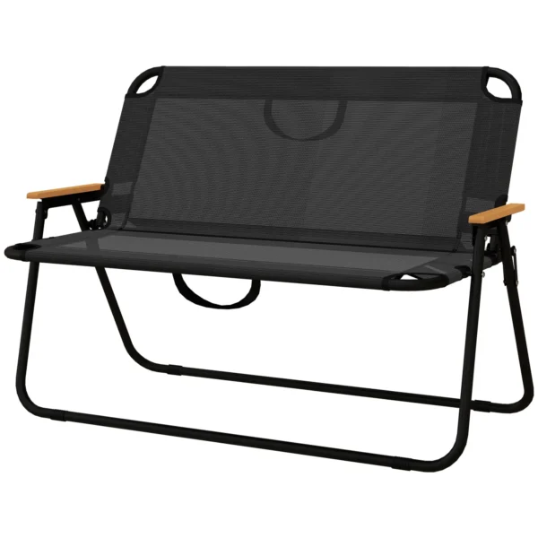 Set van 2 tuinbanken, zitbank, opvouwbare campingbank, klapbank tot 220 kg belastbaar, voor camping, terras, gaas, zwart, 108 x 65 x 73 cm 1