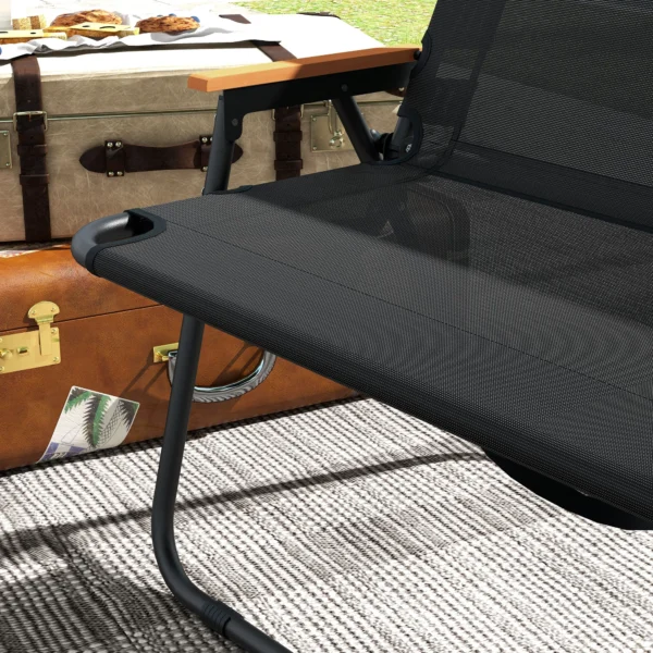 Set van 2 tuinbanken, zitbank, opvouwbare campingbank, klapbank tot 220 kg belastbaar, voor camping, terras, gaas, zwart, 108 x 65 x 73 cm 10