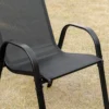 Set van 2 tuinstoelen stapelstoel met armleuning eetstoelen tuin metaal mesh stof zwart 70 x 54 x 90 cm 10
