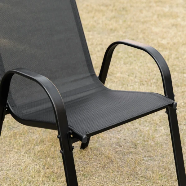 Set van 2 tuinstoelen stapelstoel met armleuning eetstoelen tuin metaal mesh stof zwart 70 x 54 x 90 cm 10