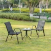 Set van 2 tuinstoelen stapelstoel met armleuning eetstoelen tuin metaal mesh stof zwart 70 x 54 x 90 cm 2