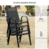 Set van 2 tuinstoelen stapelstoel met armleuning eetstoelen tuin metaal mesh stof zwart 70 x 54 x 90 cm 6