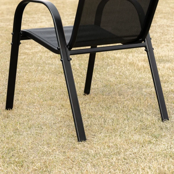 Set van 2 tuinstoelen stapelstoel met armleuning eetstoelen tuin metaal mesh stof zwart 70 x 54 x 90 cm 8