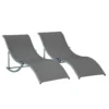Set van 2 zonneligstoelen tuinligstoelen stofligstoel relaxstoel ergonomisch aluminium texteline donkergrijs 165 x 61 x 63 cm 1