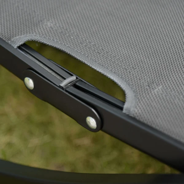 Set van 2 zonneligstoelen tuinligstoelen stofligstoel relaxstoel ergonomisch aluminium texteline donkergrijs 165 x 61 x 63 cm 10