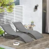 Set van 2 zonneligstoelen tuinligstoelen stofligstoel relaxstoel ergonomisch aluminium texteline donkergrijs 165 x 61 x 63 cm 2