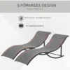 Set van 2 zonneligstoelen tuinligstoelen stofligstoel relaxstoel ergonomisch aluminium texteline donkergrijs 165 x 61 x 63 cm 5