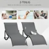 Set van 2 zonneligstoelen tuinligstoelen stofligstoel relaxstoel ergonomisch aluminium texteline donkergrijs 165 x 61 x 63 cm 8