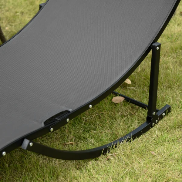 Set van 2 zonneligstoelen tuinligstoelen stofligstoel relaxstoel ergonomisch aluminium texteline donkergrijs 165 x 61 x 63 cm 9
