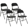 Set van 4 klapstoelen, draagbare bureaustoel met kussen, linnenlook, stalen poten, vouwstoel voor kantoor receptie wachtkamer, zwart 1