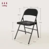 Set van 4 klapstoelen, draagbare bureaustoel met kussen, linnenlook, stalen poten, vouwstoel voor kantoor receptie wachtkamer, zwart 4