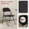 Set van 4 klapstoelen, draagbare bureaustoel met kussen, linnenlook, stalen poten, vouwstoel voor kantoor receptie wachtkamer, zwart 5