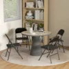 Set van 4 klapstoelen, draagbare bureaustoel met kussen, linnenlook, stalen poten, vouwstoel voor kantoor receptie wachtkamer, zwart 9