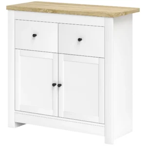 Sideboard keukenkast met 2 lades, soft close dubbele deur, verstelbare legplank, moderne opbergkast voor woonkamer, slaapkamer 79 x 35 x 80 cm wit 1