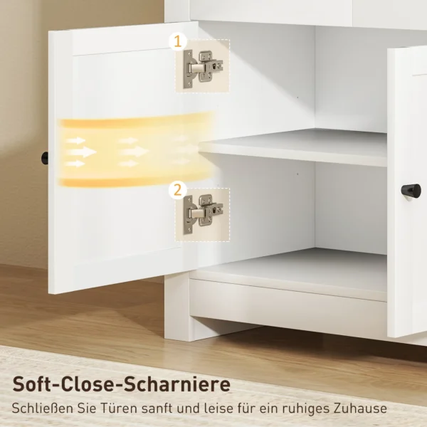Sideboard keukenkast met 2 lades, soft close dubbele deur, verstelbare legplank, moderne opbergkast voor woonkamer, slaapkamer 79 x 35 x 80 cm wit 7