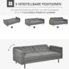 Slaapbank 3 zits met slaapfunctie en verstelbare hoek, vintage design van eucalyptushout en katoen in grijs 6