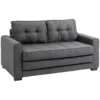 Slaapbank klapbank 2 zits, bedbank met slaapfunctie, linnen touch, rubberhout, grijs, 147,5x75x85cm 1