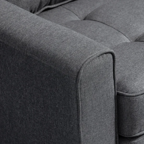 Slaapbank klapbank 2 zits, bedbank met slaapfunctie, linnen touch, rubberhout, grijs, 147,5x75x85cm 10