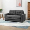 Slaapbank klapbank 2 zits, bedbank met slaapfunctie, linnen touch, rubberhout, grijs, 147,5x75x85cm 2