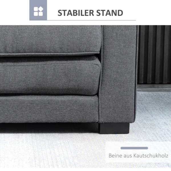 Slaapbank klapbank 2 zits, bedbank met slaapfunctie, linnen touch, rubberhout, grijs, 147,5x75x85cm 8