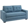 Slaapbank klapbank 2 zits stoffenbank bedbank sofa met slaapfunctie bankstel linnen touch rubberhout blauw 147,5 x 75 x 85 cm 1