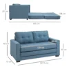 Slaapbank klapbank 2 zits stoffenbank bedbank sofa met slaapfunctie bankstel linnen touch rubberhout blauw 147,5 x 75 x 85 cm 4