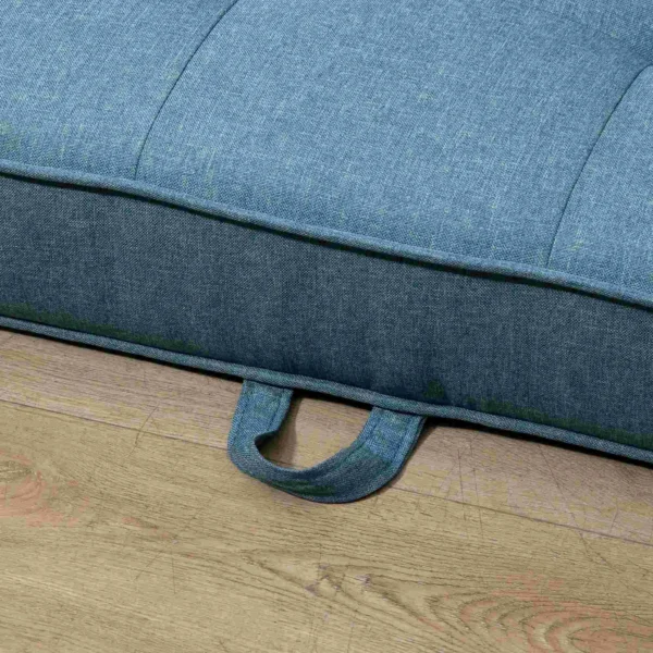 Slaapbank klapbank 2 zits stoffenbank bedbank sofa met slaapfunctie bankstel linnen touch rubberhout blauw 147,5 x 75 x 85 cm 9